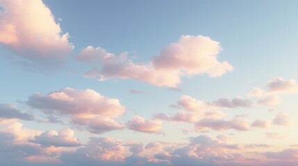 Obraz premium Beautiful sky with pastel pink and blue clouds at sunset outdoors soft environment.