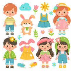Cute Cartoon Characters and Their Outfits collection