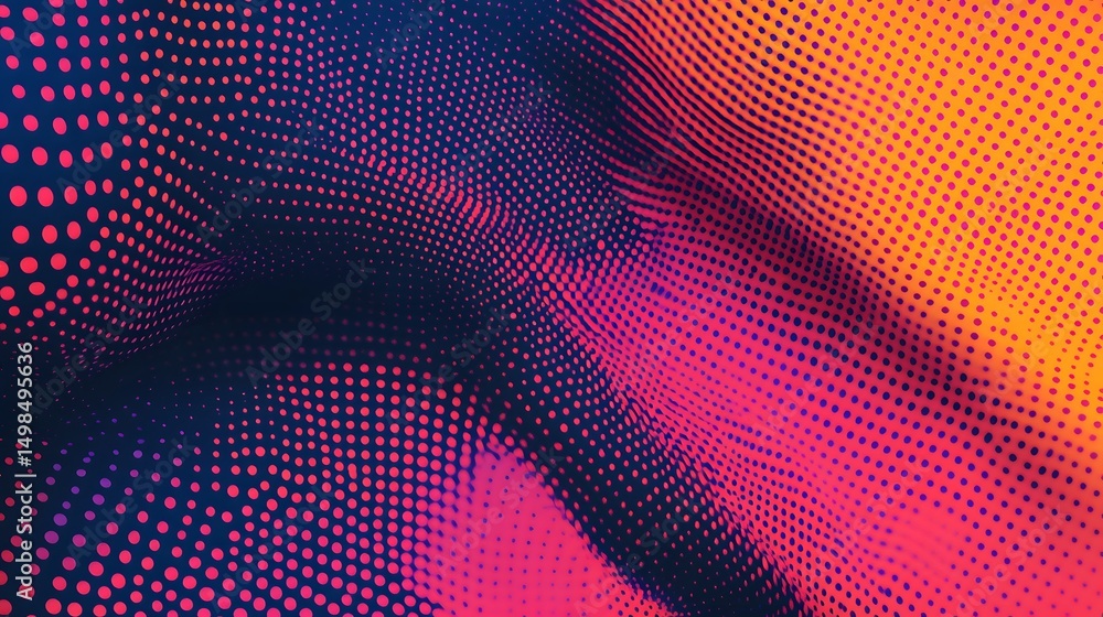 Aufkleber vibrant gradient halftone pattern with digital distortion overlay
