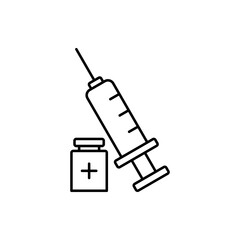 Syringe icon, vector line isolated on white background. trendy and modern design