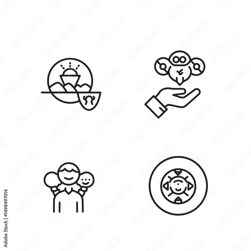 Poster abstract black line art icons representing various concepts and emotions in a vector illustration
