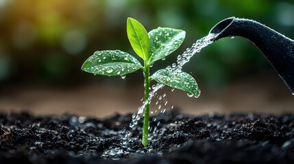 A young plant being nurtured in the soil