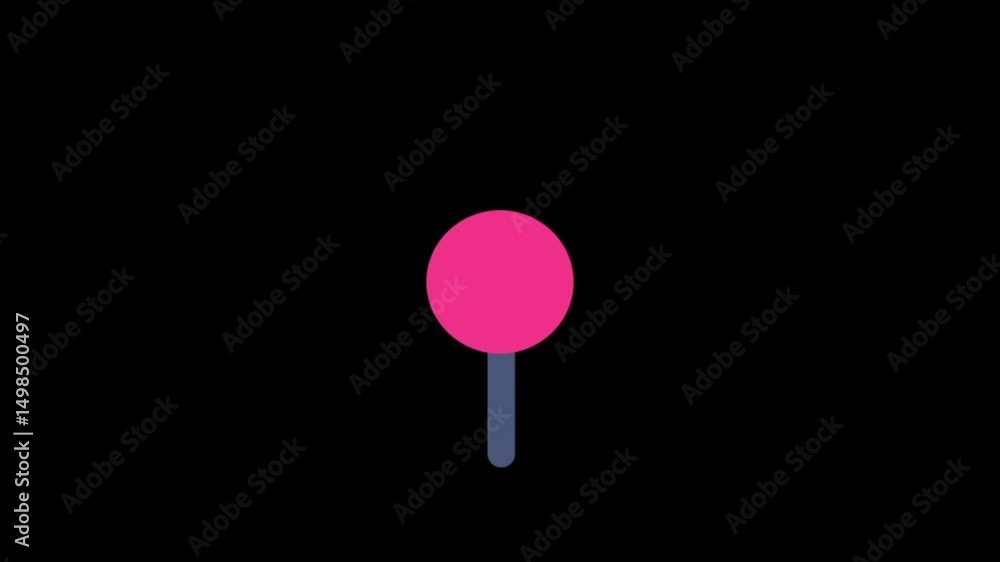 Poster animated pink lollipop and blue bubblegum loop animation with simple black background