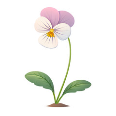 Fototapeta premium 3D Icon, Minimalistic Pansy, isolated on a transparent background
