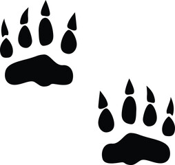 Lion paw print silhouette. Animal footprint in black color.