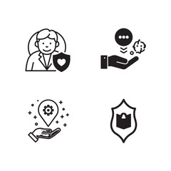 Fototapeta premium Collection of black silhouette healthcare protection icons related to support and security