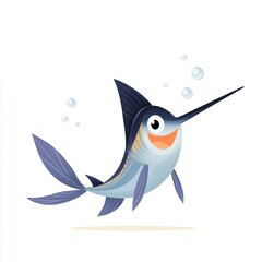 Obraz premium Playful Blue Marlin Cartoon Illustration