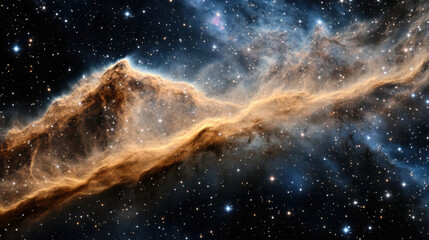 Stunning cosmic scene featuring nebula with intricate structures and vibrant colors