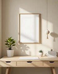 Modern home office decor with a blank frame mockup and stylish design