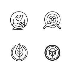 Collection of minimalist linear icons illustrating concepts of nature growth and other symbols