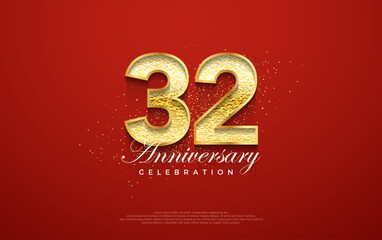 32nd anniversary number, for a birthday celebration. premium vector backgrounds. Premium vector background for greeting and celebration.