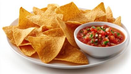Tortilla chips and salsa on plate