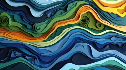 Abstract Layered Paper Art with Wavy Patterns