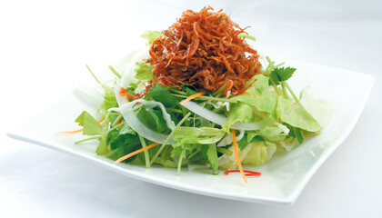 Korean Style Spicy Anchovy Salad with Fresh Vegetables