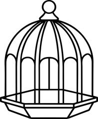 bird cage outline line art illustration, coloring book page