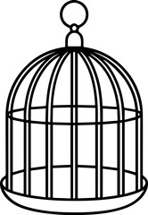 bird cage outline line art illustration, coloring book page