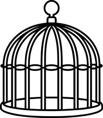 bird cage outline line art illustration, coloring book page