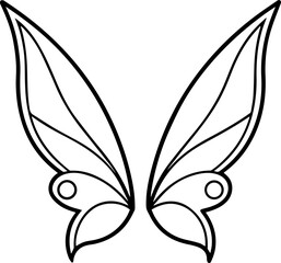 angel wings outline line art illustration, coloring book page