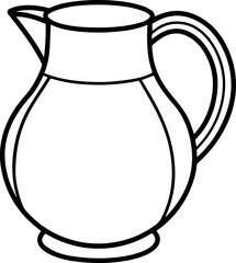 Jug outline line art illustration, coloring book page