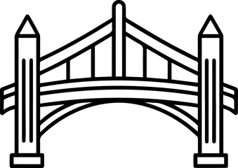bridge outline line art illustration, coloring book page