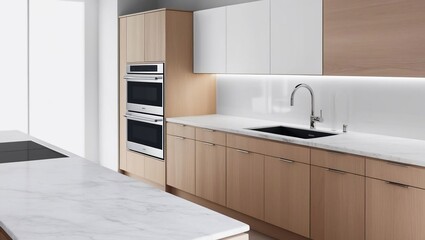 Minimalist Kitchen Design with Modern Appliances and Wood Accents
