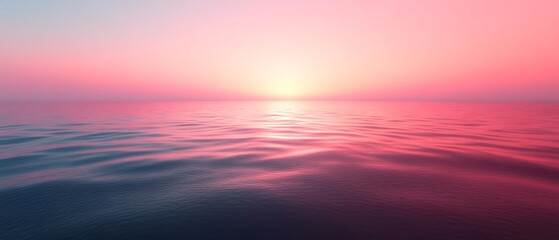 Fototapeta premium Pink sunset ocean waves, calm sea