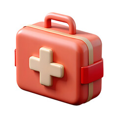 3d render of a red first aid kit isolated on transparent background