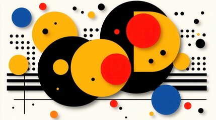 Obraz premium Abstract Geometric Composition with Overlapping Circles and Dots