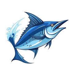 Obraz premium Unique Blue Marlin Fish Logo Design with Illustrated Character for Branding