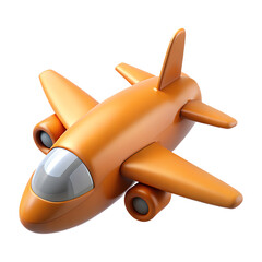 Fototapeta premium Cartoon airplane orange 3d render isolated on transparent background