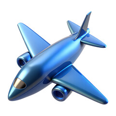 Blue airplane icon 3d render isolated on transparent background