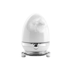 Modern Egg-Shaped Humidifier with Silver Accents and Vapor
