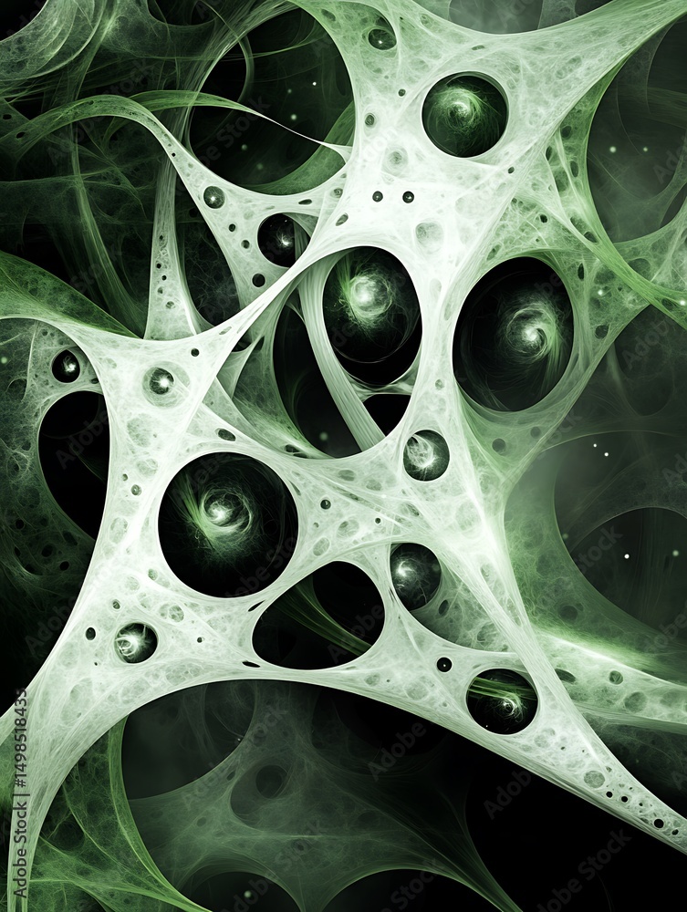 Poster abstract fractal network design with swirling elements and luminous light