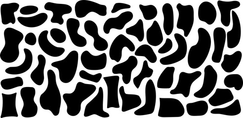 Irregular blob, set of abstract organic shapes. Abstract irregular random blobs. Simple liquid amorphous splodge. Trendy minimal designs for presentations, banners, posters and flyers