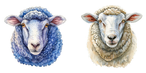 sheep head watercolor vector illustration