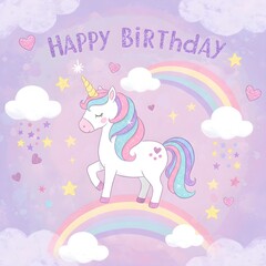 vector illustration of a unicorn happy birthday