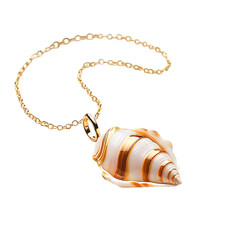 Trendy Minimalist Shell Necklace with One Organically Shaped Shell Isolated on Transparent Background