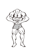 モストマスキュラー　ボディビル 筋肉 人物 ポーズ　線画 イラスト