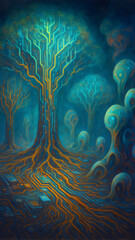 Glowing circuit trees in the Tech Forest