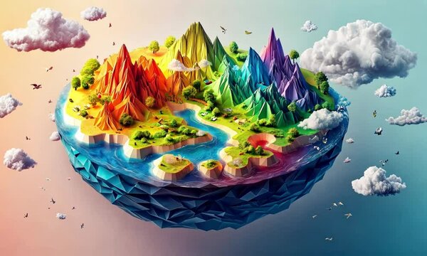 Colorful Polygonal Island World