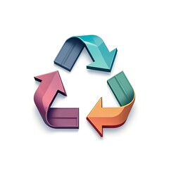 An isometric depiction of icon Recycle icon on Clean white background