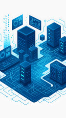 Futuristic cityscape with glowing technology interface