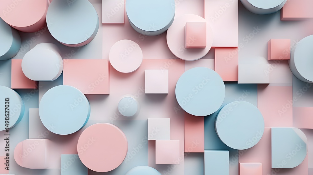 Poster geometric shapes in muted pastel tones create a modern abstract design. long_title:a minimalist comp