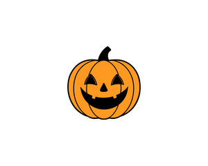 Cute Halloween Jack-O'-Lantern Pumpkin Clipart Funny Smiling Face Vector for Fall, Autumn, Kids Party and Spooky Decorations.