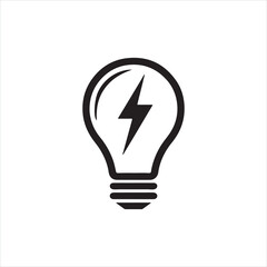 Minimalist Light Bulb Icon with Lightning Bolt