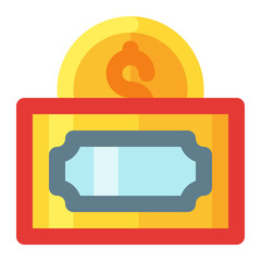 money coin flat colored icon.