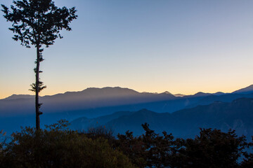 Sunrise over Ali mount mountains, Taiwan