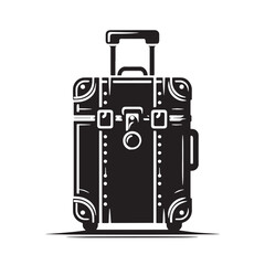 Black Color Travel Bag Silhouette Vector Illustration, Solid White Background. minimal vector design