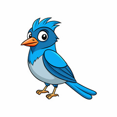 Flycatcher Bird Perched Vector Style On White