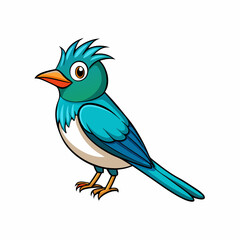 Flycatcher Bird Perched Vector Style On White